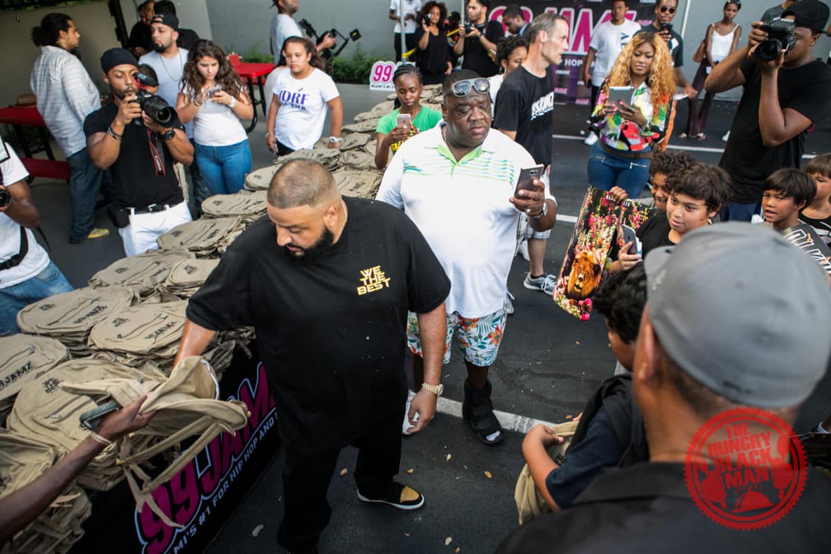 DJ khaled Giving out bookbags